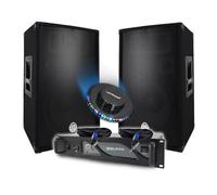 Pack Sono DJ Ampli 2000W Paire d'Enceintes 2x600W, Câbles, Sonorisation PRO, OVNI LED, Fête Soirée, Bar Salle des fêtes