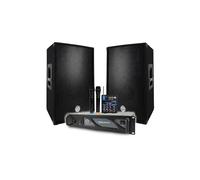 Pack Sono DJ BM Bmsonic Amplificateur 2000W, Paire d'Enceintes BMS12 2x600W, Câbles, Table de mixage 2 micros sans Fils