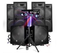 Pack Sono DJ BM Bmsonic Mega Basses Caissons bi-amplifiés 18" 2x1200W 4HP 4x2000W - Portique Eclairage XPerformer Pro Club Mix Bar