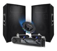 Pack Sono DJ Ampli 2000W Paire d'Enceintes 2x600W, Câbles, Sonorisation PRO, OVNI LED, Fête Soirée, Bar Salle des fêtes