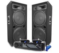 Pack Sono DJ BM SONIC Ampli 3000W, Paire d'Enceintes Passives LSC215 2x2000W, Câbles Speakon, Sonorisation PRO+Clé 32G