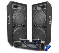 Pack Sono DJ BM SONIC Ampli 3000W, Paire d'Enceintes Passives LSC215 2x2000W, Câbles Speakon, Sonorisation PRO+Clé 32G