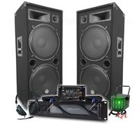 Pack Sono DJ BM Bmsonic Ampli 4000W, Paire d'Enceintes LSC215 2x2000W, Table de Mixage, Jeu de lumière, Casque DJ, Câbles, Micro
