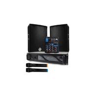 Pack Sono DJ BM SONIC Amplificateur 1000W, Paire d'Enceintes 8 pouces , Câbles, table de mixage 2 micro sans fils ,BT /USB