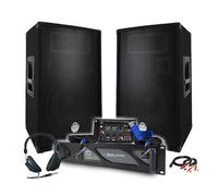 Pack Sono DJ BM SONIC Amplificateur 2000W, Paire d'Enceintes 2x600W, Table de Mixage, Casque DJ, Câbles et Micro+Clé 32G