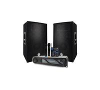 Pack Sono DJ BM SONIC Amplificateur 2000W, Paire d'Enceintes BMS12 2x600W, Câbles, table de mixage 2 micros sans fils