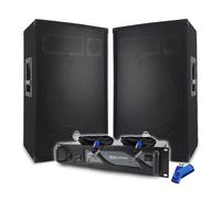 Pack Sono DJ BM SONIC Amplificateur 2000W, Paire d'Enceintes Passives 2x700W, Câbles Speakon, Sonorisation PRO+Clé 32G