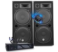 Pack Sono DJ BM SONIC Amplificateur 3000W, Haut-parleurs LSC215 2x2000W, Câbles Speakon, Sonorisation PRO CLUB BAR FETES LED