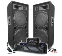 Pack Sono DJ Amplificateur 3000W, Paire d'Enceintes Passives LSC215 2x2000W, Table de Mixage, Casque DJ, Câbles, Micro