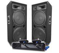 Pack Sono DJ BM SONIC Amplificateur 4000W, Paire d'Enceintes Passives LSC215 2x2000W, Câbles Speakon, Sonorisation PRO+Clé 32G