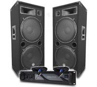 BM SONIC Pack Sono DJ, Amplificateur 4000W, Enceintes LSC215 2x2000W, Câbles Speakon