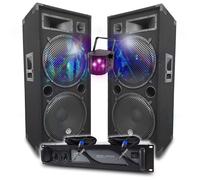 Pack Sono DJ BM SONIC Amplificateur 4000W, Paire d'Enceintes Passives LSC215 2x2000W, Câbles Speakon, Sonorisation PRO Light LED