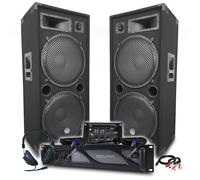 Pack Sono DJ BM SONIC Amplificateur 4000W, Paire d'Enceintes Passives LSC215 2x2000W, Table de Mixage, Casque DJ, Câbles, Micro