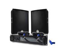 Pack Sono DJ BM SONIC Amplificateur BMS1000 1000W, Paire d'Enceintes Passives BMS08 2x300W, Câbles, Sonorisation PRO+Clé 32G