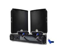 Pack Sono DJ BM SONIC Amplificateur BMS1000 1000W, Paire d'Enceintes Passives BMS08 2x300W, Câbles, Sonorisation PRO+Clé 32G