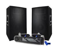 Pack Sono DJ BM SONIC Amplificateur BMS2000 2000W, Paire d'Enceintes Passives BMS12 2x600W, Câbles, Sonorisation PRO+Clé 32G