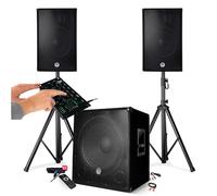 Pack SONO DJ BM SONIC BMS-1515 - 2500W - Enceintes 15 + SUB15 + Pieds - USB/BLUETOOTH - TABLE DE MIXAGE PRONOMIC 4 Canaux