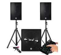 Pack SONO DJ BM Bmsonic BMS-1815-2700W Enceintes 15" Caisson/SUB 18" +Pieds - USB/BLUETOOTH - TABLE DE MIXAGE PRONOMIC 4 Canaux