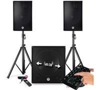 Pack SONO DJ BM SONIC BMS-1815 - 2700W Enceintes 15" Caisson/SUB 18" +Pieds - USB/BLUETOOTH - TABLE DE MIXAGE PRONOMIC 4 Canaux G