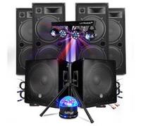 PACK SONO DJ BM SONIC MEGA BASSES Caissons bi-amplifié 18" 2x1200W 4 HP 4x2000W - Portique Eclairage XPerformer PRO CLUB MIX BAR