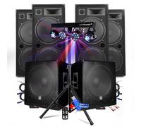 PACK SONO DJ BM SONIC MEGA BASSES Caissons bi-amplifié 18" 2x1200W 4 HP 4x2000W - Portique Eclairage XPerformer+clé USB 32Go