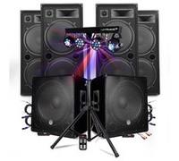PACK SONO DJ BM SONIC MEGA BASSES Caissons bi-amplifiés 18 2x1200W 4HP 4x2000W - Portique Eclairage XPerformer PRO CLUB MIX BAR