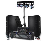 Pack Sono DJ - BM SONIC - Pack 3200W BMS-2000 - Ampli 2000W - Enceintes 2x300W RMS - Portique 4 lumières 1,7m