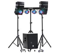 Pack Sono DJ BMS-15-ARRAY-BT 1200W Caisson 38cm Satellites Bluetooth USB Portique LED DJ Pack-EOS