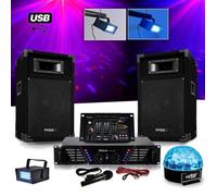 Pack Sono DJ complet ampli + enceintes 500W + Table de mixage + LIGHT SIXMAGIC LED RVB + LEDSTROBE
