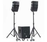 Pack Sono DJ complet BM SONIC BMS-15-ARRAY-BT, 1200W, Enceintes satellites, Caisson 38cm USB/Bluetooth, Supports Câbles