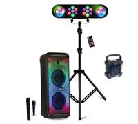 Pack Sono DJ Enceinte 600W sur batterie USB Bluetooth Mooving ELECTRO-SOUND600 - Pied Lumière Portique - Mini Enceinte Cadeau
