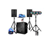 PACK SONO DJ ENCEINTE +CAISSON DE BASSES USB Bluetooth +PIEDS +CABLES HP/PC offerts, 4 PAR LED, TREPIED, TELECOMMANDE, PLUG&PLAY