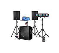PACK SONO DJ ENCEINTE +CAISSON DE BASSES USB Bluetooth +PIEDS +CABLES HP/PC offerts, 4 PAR LED, TREPIED, TELECOMMANDE, PLUG&PLAY