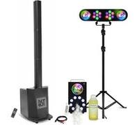 Pack Sono DJ Enceinte colonne 480W RMS 10"/25cm BST MEGAMAX-TOWER - Pied Lumière Par Astro - Machine à fumée lumineuse - Fête Soirée