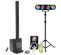 Pack Sono DJ Enceinte colonne 480W RMS 10""/25cm BST MEGAMAX-TOWER - Pied Lumière Par Astro - Machine à fumée lumineuse - Fête