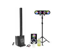 Pack Sono DJ Enceinte colonne 480W RMS 10/25cm BST MEGAMAX-TOWER - Pied Lumière Par Astro - Machine à fumée lumineuse - Fête Soirée