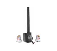 Pack Sono DJ Enceinte colonne avec caisson 480W RMS 10"/25cm BST MEGAMAX-TOWER - 2 Lyres Wash 30W à Gobos - Soirée Ambiance Fête