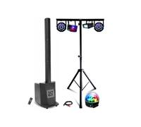 Pack Sono DJ Enceinte colonne avec caisson 480W RMS 10/25cm BST MEGAMAX-TOWER - 5 Effets Lumière LED - Support Lumière - Soirée
