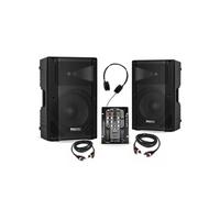 Pack Sono DJ Ibiza 2 Enceintes Actives XTK15A-MKII 15 600W - Table Mixage Bluetooth DJM150USB-BT USB - Casque - Câbles - Deejay