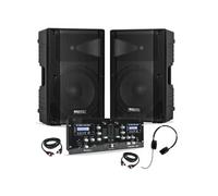 Pack Sono DJ Ibiza 2 Enceintes Actives XTK15A-MKII 15 600W - Table Mixage Bluetooth DJM250BT-MKII USB - Casque - Câbles - Soirée
