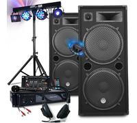 Pack sono DJ mix mariage soirée Ampli 3000W Enceintes 2x2000W Table de mixage USB Bluetooth Portique éclairage LED