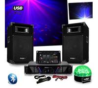 Pack Sono DJ300 ampli + enceintes 500W + Table de mixage USB BLUETOOTH + Astro SIXMAGIC LED RVB