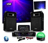 Pack Sono DJ300 ampli + enceintes 500W + Table de mixage USB BLUETOOTH + Astro SIXMAGIC LED RVB