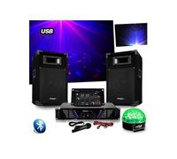 Pack Sono DJ300 ampli + enceintes 500W + Table de mixage USB BLUETOOTH + Astro SIXMAGIC LED RVB