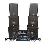 Pack Sono Double Tours de Son amplifiées 5000W bi Amplification Table de mixage Multi Piste 12 Voies Equalizer câblages fourni