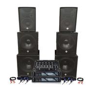 Pack sono double tours de son amplifiées 5000W bi amplification table de mixage multi piste 12 voies equalizer câblages fourni