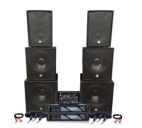 Pack sono double tours de son amplifiées 5000W bi amplification table de mixage multi piste Bluetooth câblages fourni