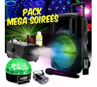 Pack sono & éclairage - MYDEEJAY - DJOON MyDj 500W - 500W Bluetooth USB MP3 - LED RGB & jeux lumière - Machine à fumée +1L