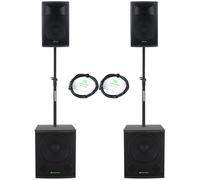 Pack Sono Enceinte Actif DJ Bluetooth USB 850W 2 Subwoofer 18" Haut Parleur 12"