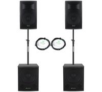 Pack Sono Enceinte Actif DJ Bluetooth USB 850W 2 Subwoofer 18" Haut Parleur 15"